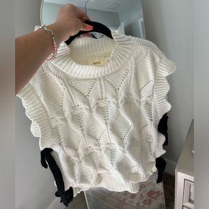 MAEVE ANTHROPOLOGY sweater vest with scalloped edge detailing and black ties!!!